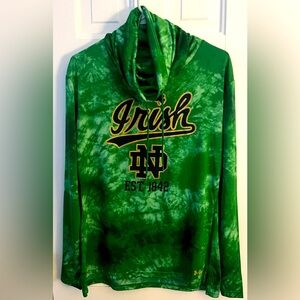 UNIVERSITY OF NOTRE DAME Women's Funnel Neck Long-Sleeve. Jersey Tee. Size: (M)